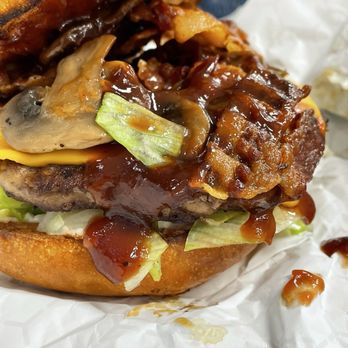 Lucky's Drive-In - Mom's bbq bacon burger and added sautéed mushrooms and a tomato. She said it was good but wished more bbq sauce on the bun. - Burgers Near Me - Sacramento, California Lucky's Drive-In - Mom's bbq bacon burger and added sautéed mushrooms and a tomato. She said it was good but wished more bbq sauce on the bun. - Burgers Near Me - Sacramento, California