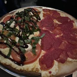 Gluten free caprese and pepperoni pizza Gluten free caprese and pepperoni pizza