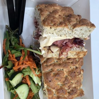 Coffee Republic - Ham, Brie and apple sandwich with a side salad. - Cafes Near Me - Folsom, California