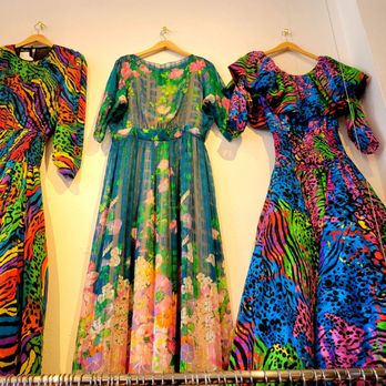 Mercy Vintage - Colorful midi dresses hanging on the wall - Used, Vintage & Consignment Near Me - Oakland, California