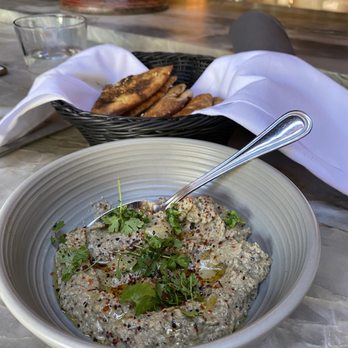 Aba - Eggplant spread with pita points - Mediterranean Near Me - Austin, Texas Aba - Eggplant spread with pita points - Mediterranean Near Me - Austin, Texas