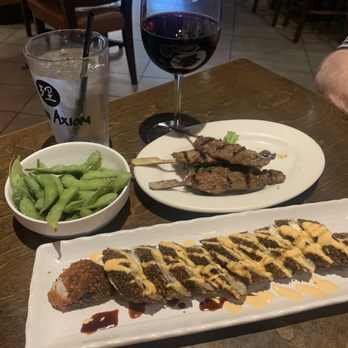 Sushi Axiom - Dallas - Crunch salmon, Beef Satay, Edamame - Japanese Near Me - Dallas, Texas Sushi Axiom - Dallas - Crunch salmon, Beef Satay, Edamame - Japanese Near Me - Dallas, Texas