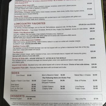 A Lowcountry Backyard - Menu with gf items clearly marked - Southern Near Me - Hilton Head Island, South Carolina A Lowcountry Backyard - Menu with gf items clearly marked - Southern Near Me - Hilton Head Island, South Carolina