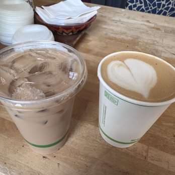 Higher Grounds Coffee - Iced lazy lavender and hot oracle latte - Coffee & Tea Near Me - Traverse City, Michigan Higher Grounds Coffee - Iced lazy lavender and hot oracle latte - Coffee & Tea Near Me - Traverse City, Michigan
