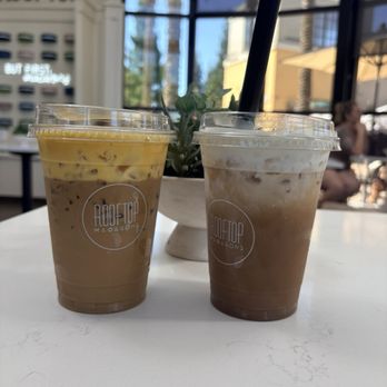Rooftop Coffee Tea & Macarons - Left Durian coffee, right is the sweet coffee - Macarons Near Me - Roseville, California