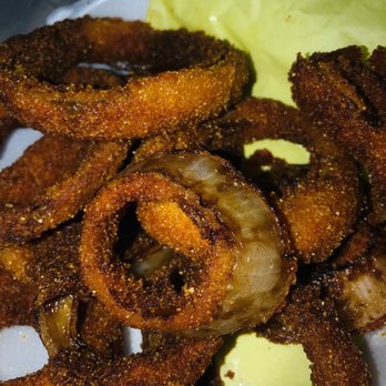 Avocado Burger - Onion Rings not fit for a dog. Super hard, greasy and gross. - Mexican Near Me - Moreno Valley, California