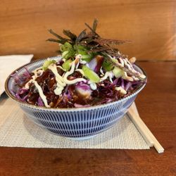 Mini Donburi Rice Bowl with added cabbage.