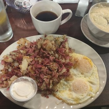 Mt. Clemens Grill - Corned beef hash and eggs! Side of grits with cheese. - American Near Me - Mount Clemens, Michigan Mt. Clemens Grill - Corned beef hash and eggs! Side of grits with cheese. - American Near Me - Mount Clemens, Michigan