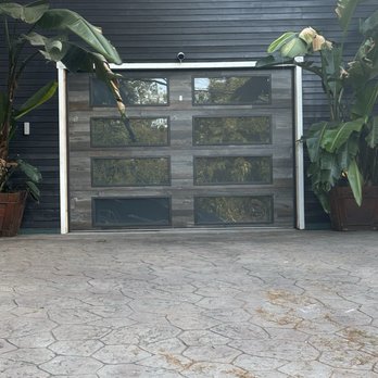 Easy Open Door Company - New glass panel garage door (day view) In "barn wood" - Garage Door Services Near Me - Lakeside, California Easy Open Door Company - New glass panel garage door (day view) In "barn wood" - Garage Door Services Near Me - Lakeside, California