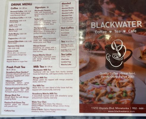 Menu photo 8 Blackwater Coffee & Cafe Minnetonka, MN