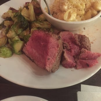 Dish Society - Filet, brussel sprouts, truffle mac and cheese - New American Near Me - Katy, Texas Dish Society - Filet, brussel sprouts, truffle mac and cheese - New American Near Me - Katy, Texas