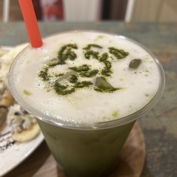 Cafe Bench - Iced Matcha Latte - Cafes Near Me - Flushing, New York