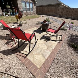 Lone Star Landscapes & Lawns - Backyard Renovation - Interlocking Paver Patio, xeriscape with Dry River and Plant Material