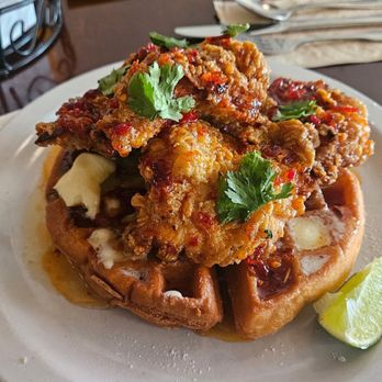 Flattop & Salamander - Chicken and Waffles hot honey - Breakfast & Brunch Near Me - Portland, Oregon