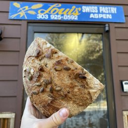 Exterior outside entrance of Louis Swiss Bakery - 50% whole wheat sourdough - Aspen, Colorado Exterior outside entrance of Louis Swiss Bakery - 50% whole wheat sourdough - Aspen, Colorado