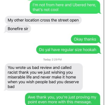 Habibi Mazzika Hookah Lounge - Follow up message the next day from this weirdo owner. - Hookah Bars Near Me - Paterson, New Jersey Habibi Mazzika Hookah Lounge - Follow up message the next day from this weirdo owner. - Hookah Bars Near Me - Paterson, New Jersey
