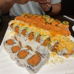 Spicy Tuna, Fancy Q, E sushi, and fire tuna
