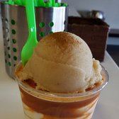 Photo of Kups Italian Ice - Westminster, CA, United States. Large Thai-chata ($4.70): Thai tea, vanilla custard, horchata ice, a light dusting of cinnamon