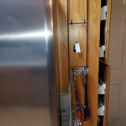 Myers' Home Services - Had to cut counter top tile and above cabinet to fit a larger refrigerator in.