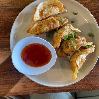MUSE Fusion+Sushi - Potstickers (the dipping sauce was very good!) - Sushi Bars Near Me - Austin, Texas MUSE Fusion+Sushi - Potstickers (the dipping sauce was very good!) - Sushi Bars Near Me - Austin, Texas