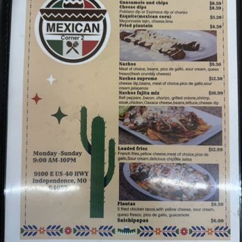 Mexican Corner 2 - Menu 1 of 4 - Mexican Near Me - Independence, Missouri Mexican Corner 2 - Menu 1 of 4 - Mexican Near Me - Independence, Missouri