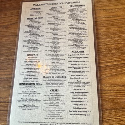 Menu photo 1 Valerie’s Scratch Kitchen Biddeford, ME Menu photo 1 Valerie’s Scratch Kitchen Biddeford, ME