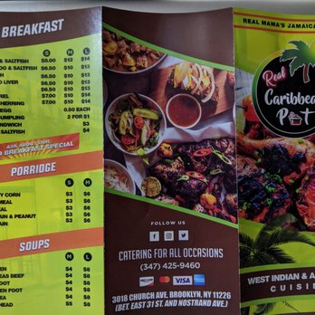 Real Caribbean Pot - the menu for the restaurant - Caribbean Near Me - Brooklyn, New York