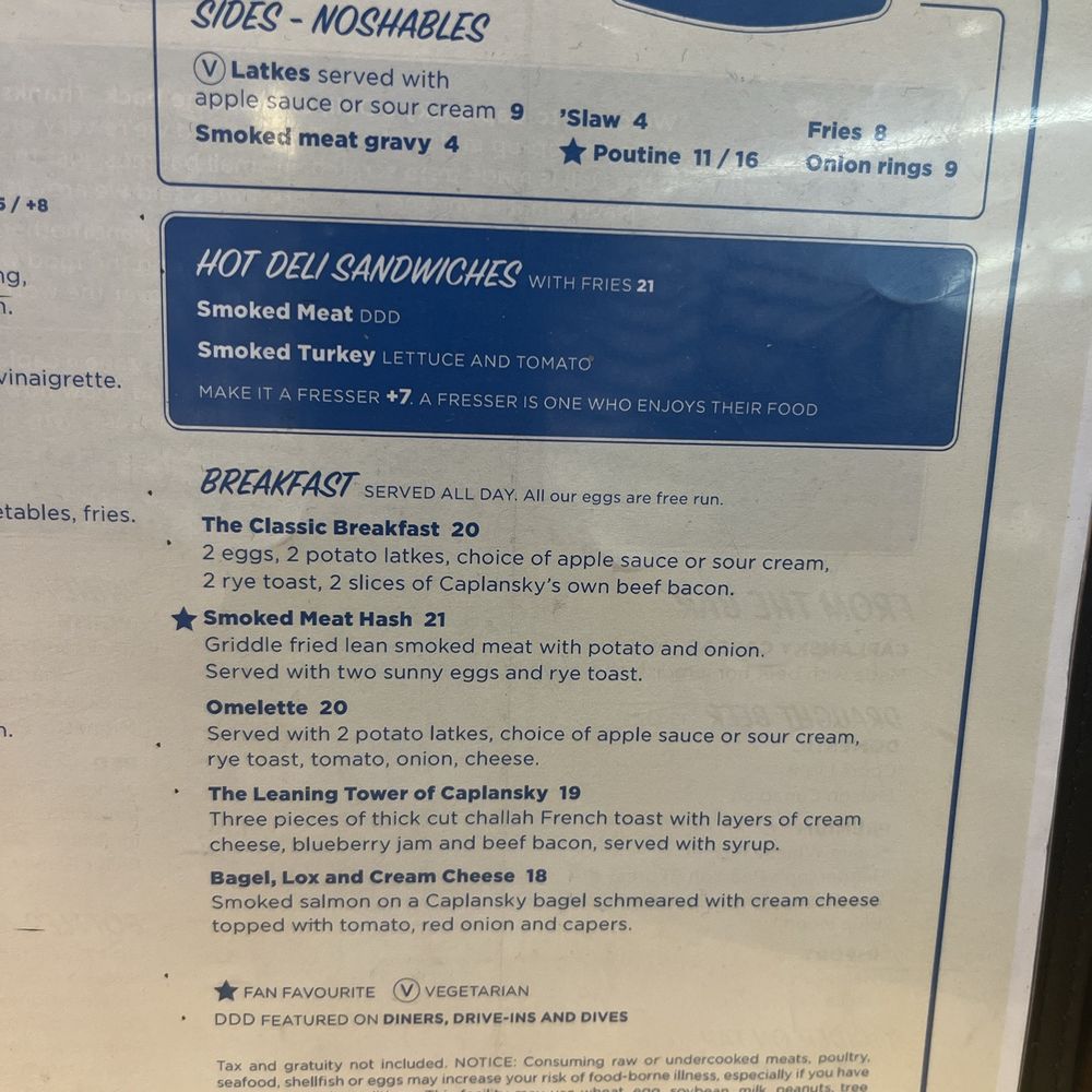 Caplansky's Delicatessen - Menu - Delis Near Me - Mississauga, Ontario Caplansky's Delicatessen - Menu - Delis Near Me - Mississauga, Ontario