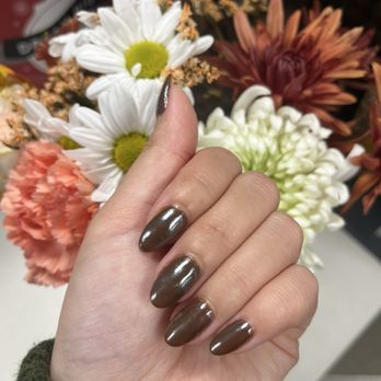 Pearl Nails - Brown with pearl chrome powder by Sandy - Nail Salons Near Me - Rosemead, California Pearl Nails - Brown with pearl chrome powder by Sandy - Nail Salons Near Me - Rosemead, California