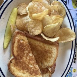 Grilled Ham and Cheese with chips