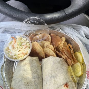 Wire Mill Saloon & Barbecue - Pulled Boneless Pork Rib Wrap with potato chips and coleslaw - Barbeque Near Me - Redding, Connecticut Wire Mill Saloon & Barbecue - Pulled Boneless Pork Rib Wrap with potato chips and coleslaw - Barbeque Near Me - Redding, Connecticut