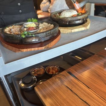 Jin Cook - The waitress was smoking our Spicy Pork Hot Stone. - Korean Near Me - Buena Park, California