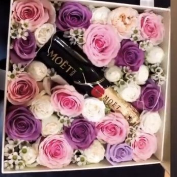 Boxed Flowers & Sweets - (Pic doesn't even do it justice, so beautiful) See Through Oval Flower Box And Champagne Set - Florists Near Me - Glendale, California Boxed Flowers & Sweets - (Pic doesn't even do it justice, so beautiful) See Through Oval Flower Box And Champagne Set - Florists Near Me - Glendale, California