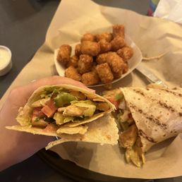 Buffalo Chicken (Gluten Free) Wrap and Tater Tots Buffalo Chicken (Gluten Free) Wrap and Tater Tots