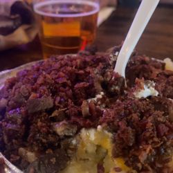Good Day Brew - PAPA DE Carne Asada topped with Bacon