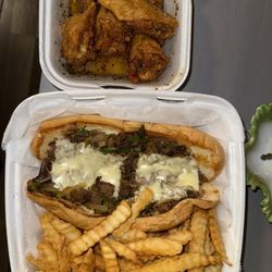A Town Wings - Philly 5 wing fries combo $18 with tax