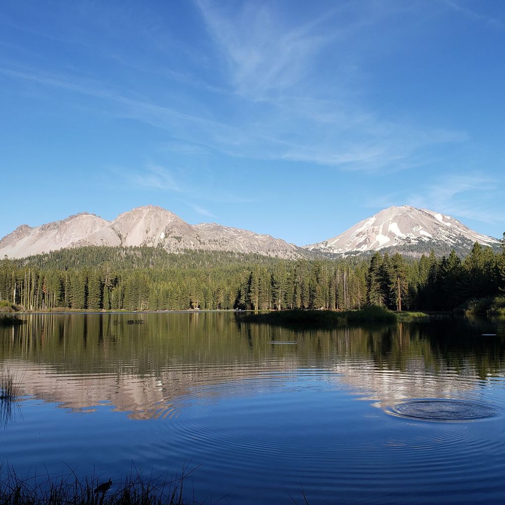 View of the mountains at the lake