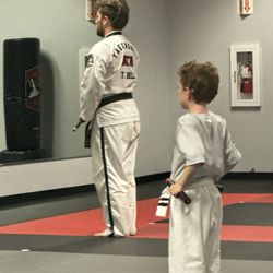 Schafer's ATA Martial Arts - Our son learning the nunchuck routine with his teacher, Mr. Bell.