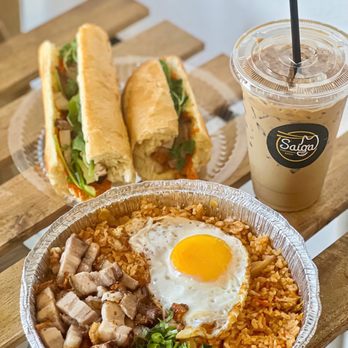 Saiga Vietnamese Eatery - Kimchi Fried Rice - Crispy Pork Belly Banh Mi (sandwich) - Vietnamese Coffee. Ig @jacklyn_huynh - Vietnamese Near Me - Irvine, California Saiga Vietnamese Eatery - Kimchi Fried Rice - Crispy Pork Belly Banh Mi (sandwich) - Vietnamese Coffee. Ig @jacklyn_huynh - Vietnamese Near Me - Irvine, California