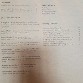 Edgemar Restaurant + Lounge - Drink menu 8/27/2026 - Seafood Near Me - Santa Monica, California Edgemar Restaurant + Lounge - Drink menu 8/27/2026 - Seafood Near Me - Santa Monica, California