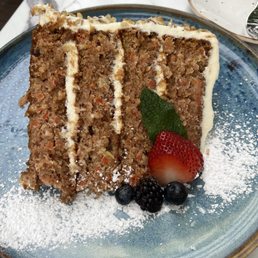 Carrot cake! A very large portion for a group to share.