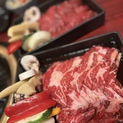 Ping's Sakura - Ribeye and the regular beef. The ribeye was worth the extra price. Fantastic cuts of meat.