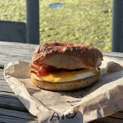 Bagel Kitchen - Bellclaire on a Cheddar bagel with Herb cream cheese