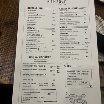 Kinfolk Southern Kitchen - full menu - Southern Near Me - Washington, DC, District of Columbia