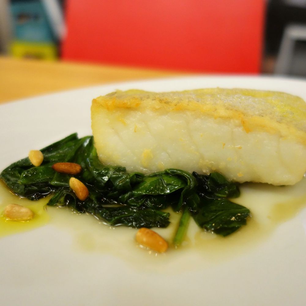 La Pubilla - Salt Cod, Spinach, Pine Nuts @endoedibles on Instagram for more - Mediterranean Near Me - Barcelona, B La Pubilla - Salt Cod, Spinach, Pine Nuts @endoedibles on Instagram for more - Mediterranean Near Me - Barcelona, B