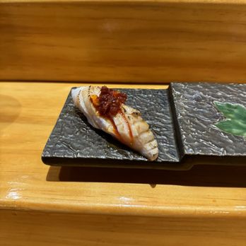 Shogun Omakase - Alaskan Cod with monkfish liver (I think) - Sushi Bars Near Me - New York, New York Shogun Omakase - Alaskan Cod with monkfish liver (I think) - Sushi Bars Near Me - New York, New York