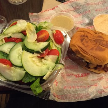 Good Stuff Eatery - Prez Obama Burger and side salad. - Burgers Near Me - Arlington, Virginia