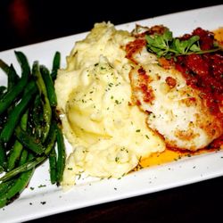 Black Rock Bar & Grill - Potatoe crusted snapper, mashed Yukon golds & healthy green beans. This is a family favorite