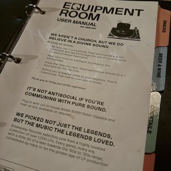 Equipment Room - User Manual - Speakeasies Near Me - Austin, Texas