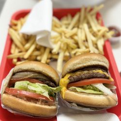 In-N-Out Burger - Hamburger, Double Double, and Fries x 2 | IG: xstina.eats